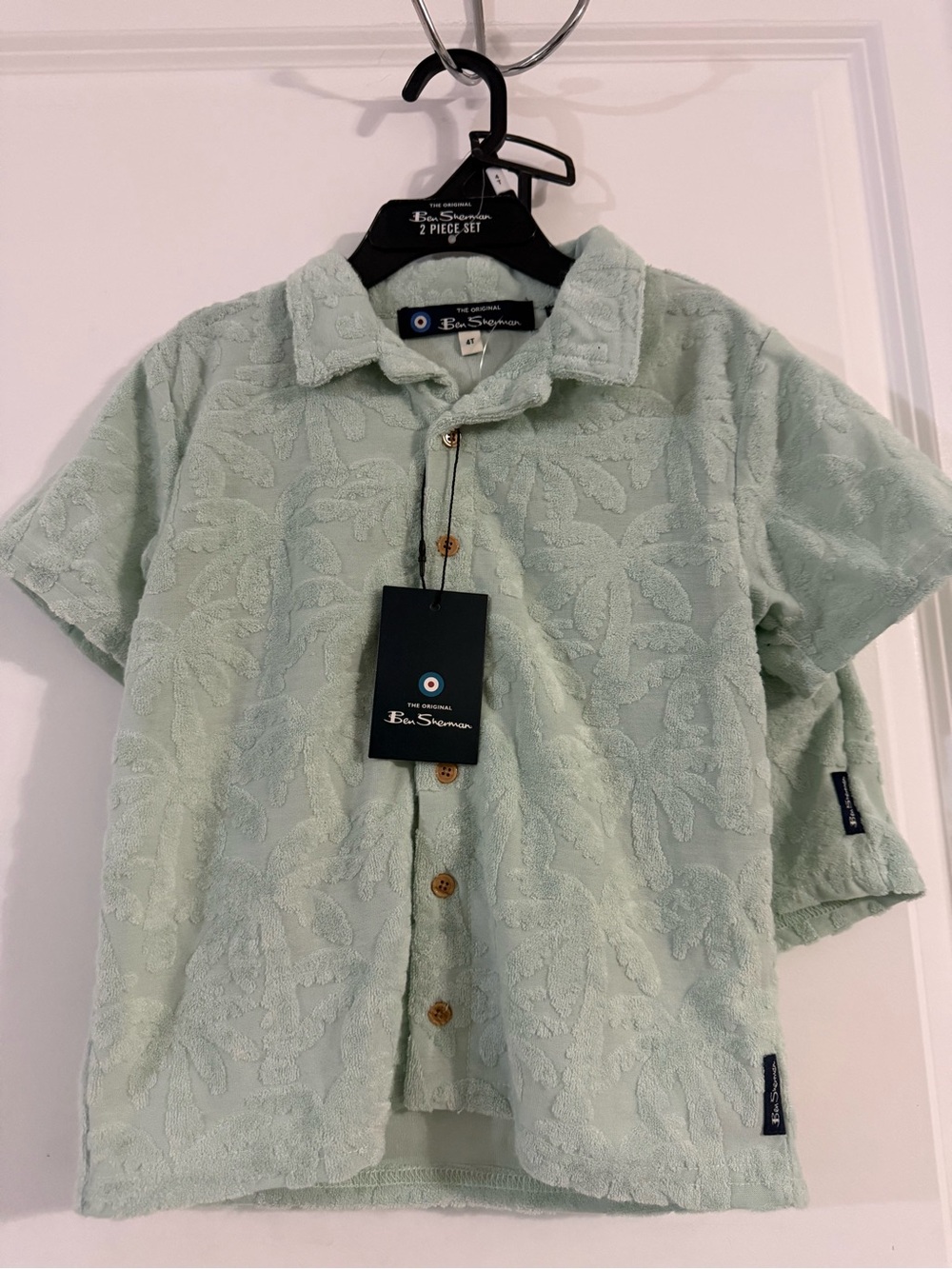 Ben Sherman Mint Green Short Sleeve Terry Button-Up Shirt